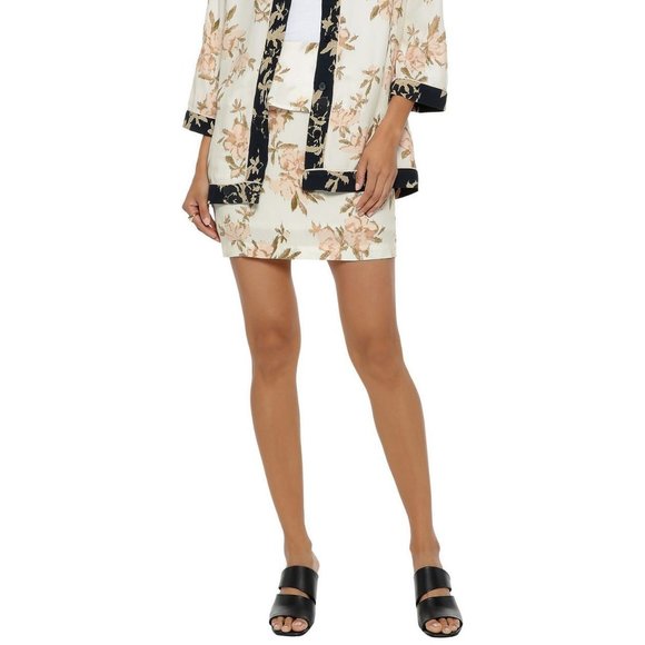 NWT GANNI St. Pierre Floral-print Crepe De Chine Peplum Mini Skirt - Picture 2 of 11